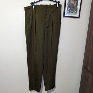 Windsor Olive Green Paperbag Trousers M EUC